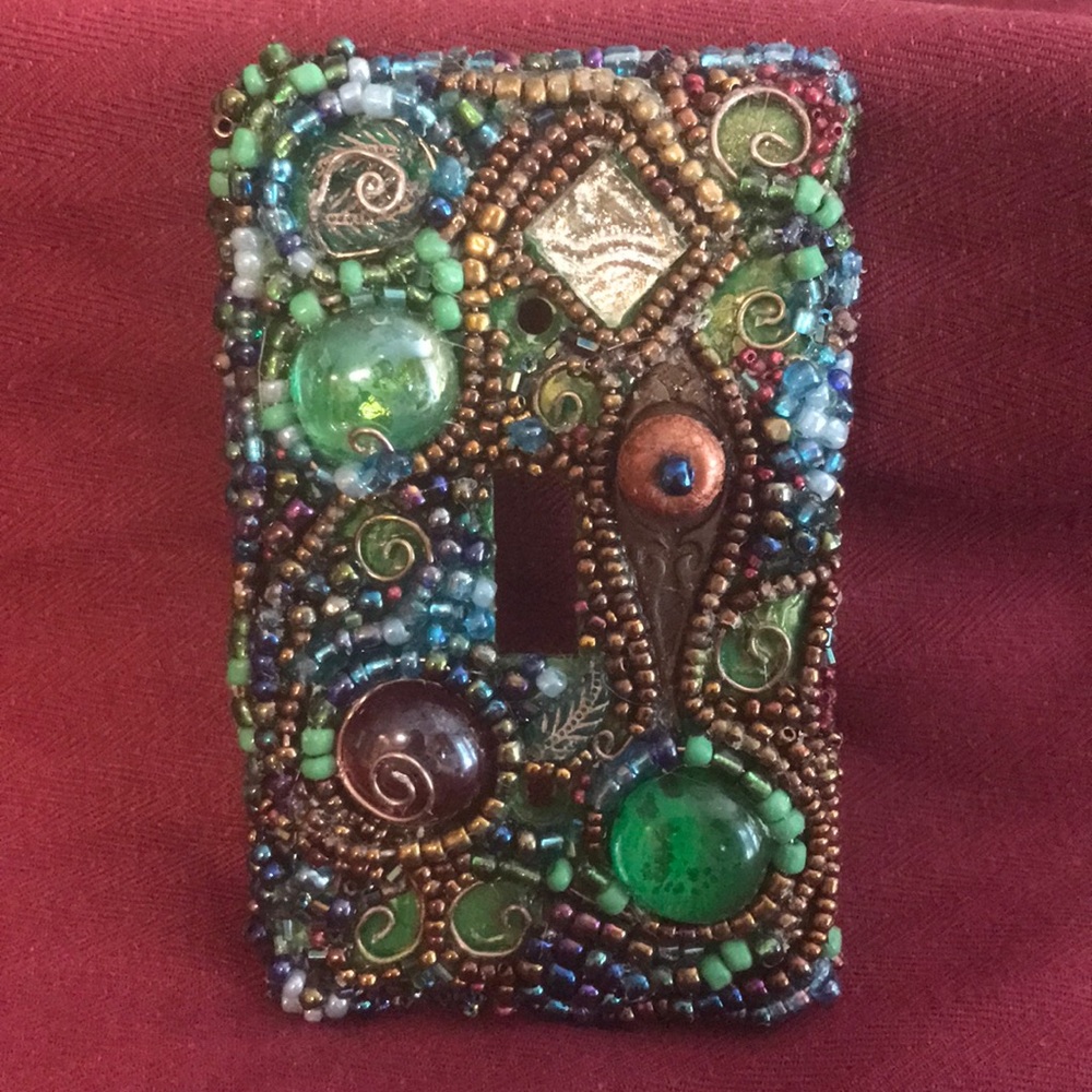 Handmade beaded single light switch cover